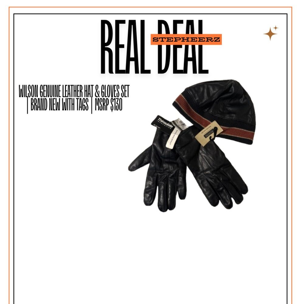 Wilson Genuine Leather Hat & Gloves Set | Brand New With Tags | L/ XL